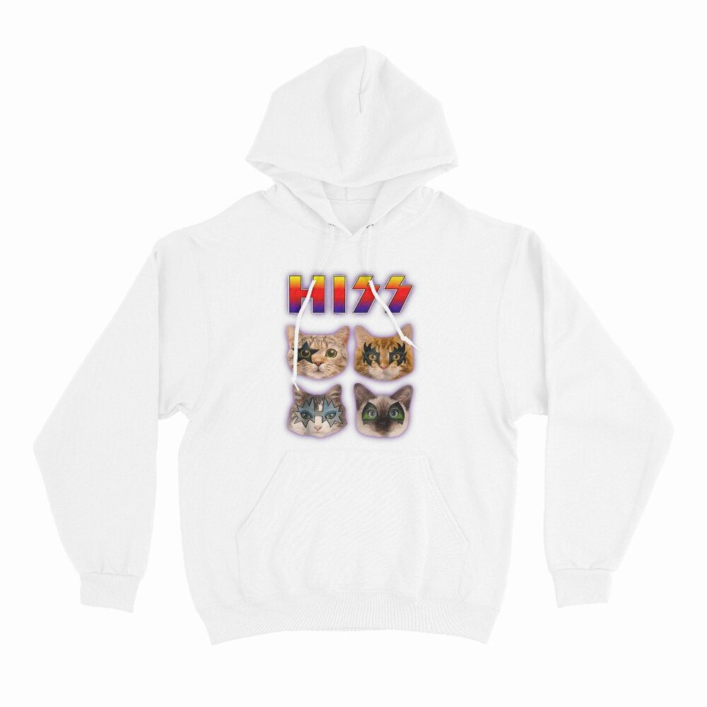Hiss Funny Cats Kittens Rock Rockin White Hoodie
